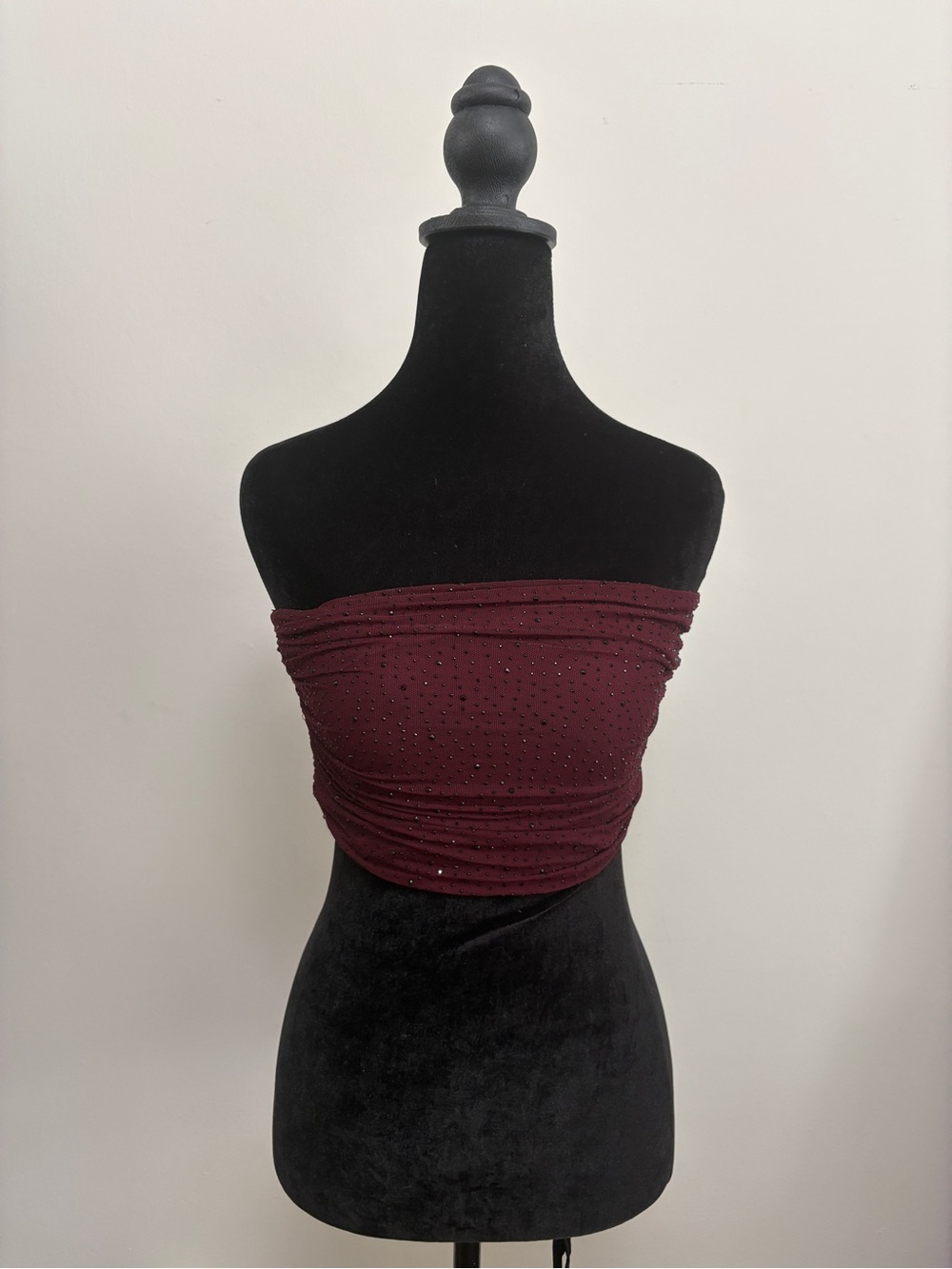 Windsor Burgundy Strapless Sparkle Tube Top